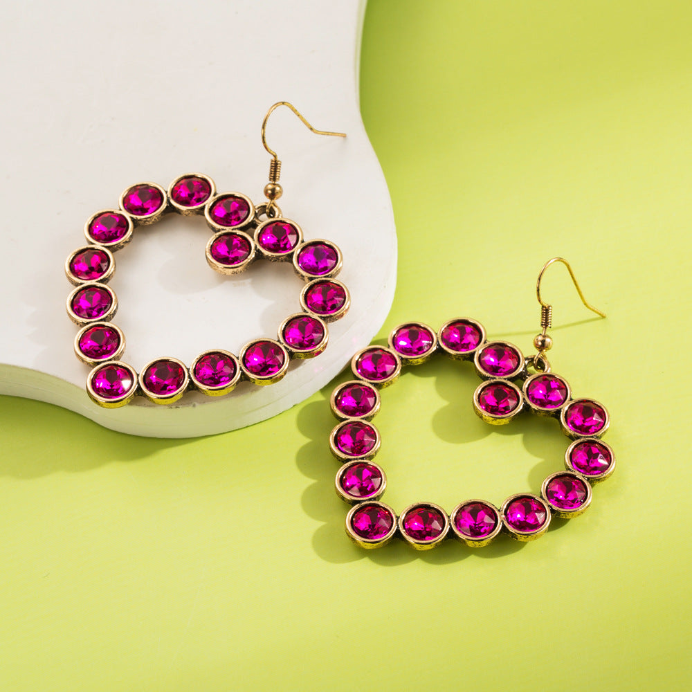 Wholesale New Creative and Fashionable Heart Heart Diamond Cut-out Earrings